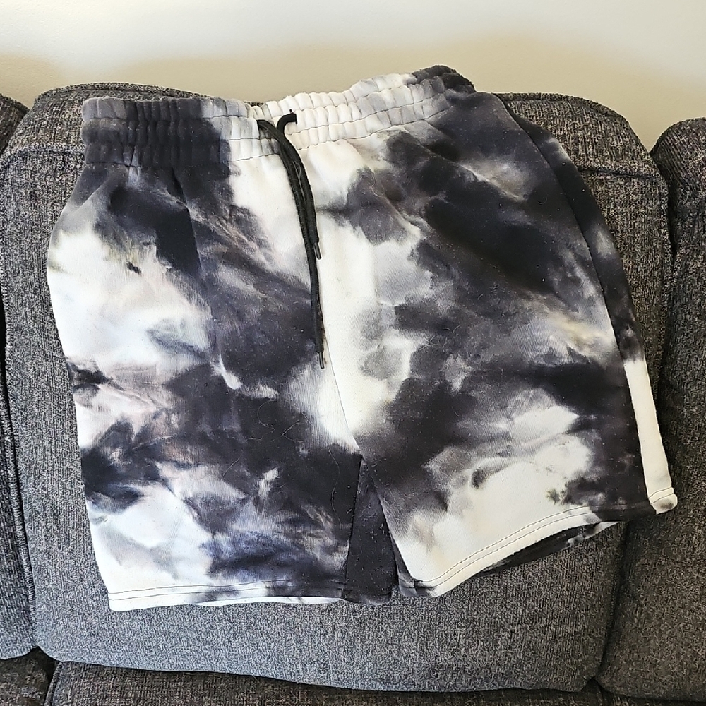 Black and White Tie-Dye Shorts